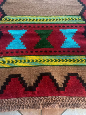 Handmade wool embroidered rug new, woven on loom