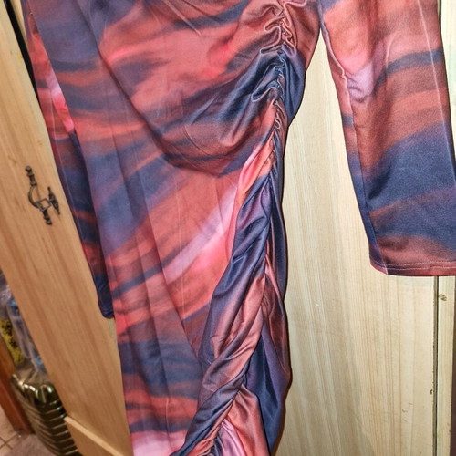 Shein printed dress new with side ruching size M