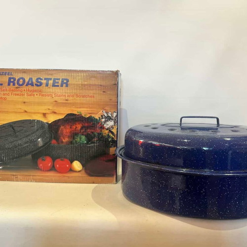 Blue Enamel Roasting Pan 21x41x31 New