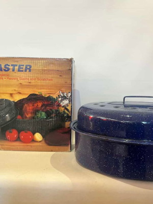 Blue Enamel Roasting Pan 21x41x31 New