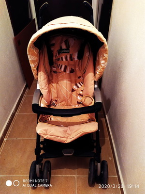 Καροτσάκι μωρού Peg Perego Plico 3 μεταχειρισμένο, μπεζ με αποσπώμενη κουκούλα και ποδόσακο
