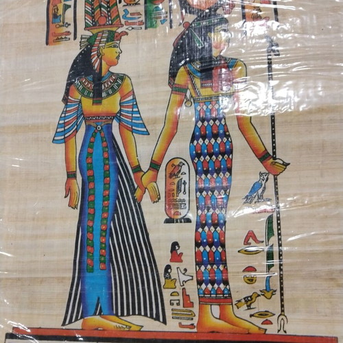 Egyptian papyrus set of 3 pieces like new with mythological scenes