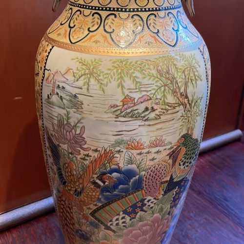 Satsuma vase handmade used, porcelain, height 60 cm