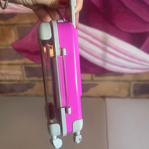 Fuchsia Kids Suitcase Pencil Case and Jewelry Organizer Miniature