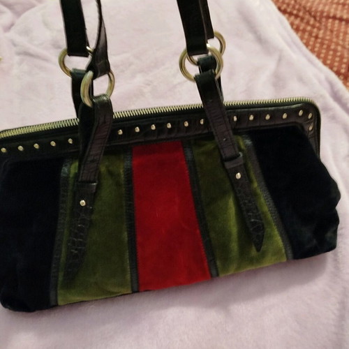 Mazzini vintage leather and velvet handbag like new