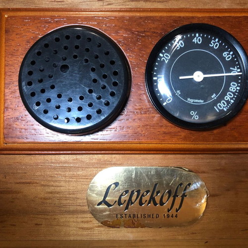 Lepekoff wooden cigar humidifier used, natural wood