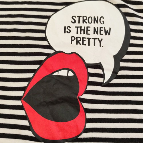 Stradivarius striped graphic tank top like new, black and white