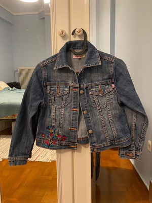 Kids denim jacket Sam 0 13 like new, embroidered detail, size 128 cm
