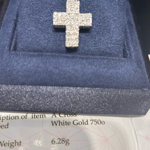 Diamond cross white gold K18 new