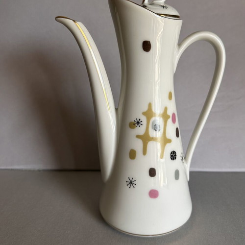 Vintage Bavaria porcelain coffee pot with lid, Mid-Century design