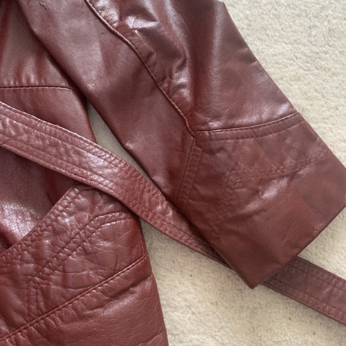 Leather coat ceramic color genuine leather, size 13/14 (S/M)