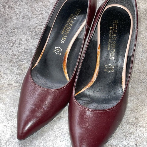 Leather pumps burgundy size 39, heel height 8.5 cm, like new
