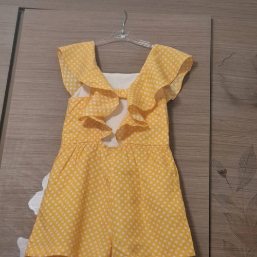 ZARA short jumpsuit like new, orange with white polka dots
