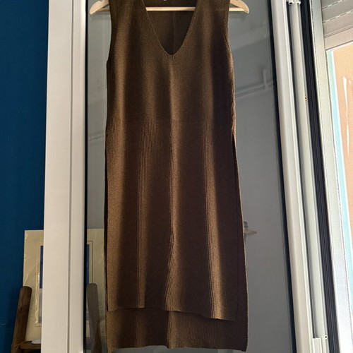 Zara Rib Μπλούζα Φόρεμα με ανοίγματα στο πλάι, σαν καινούργιο, μέγεθος Medium, καφέ