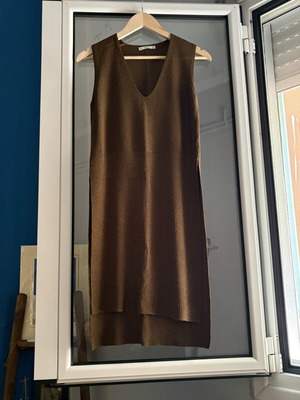 Zara Rib Μπλούζα Φόρεμα με ανοίγματα στο πλάι, σαν καινούργιο, μέγεθος Medium, καφέ