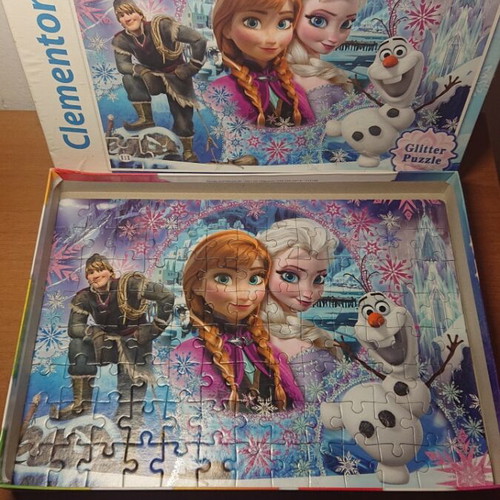 Frozen puzzle 104 pieces used with Snow White storybook gift