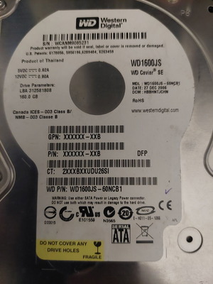 Western Digital hard drive 160 Gb SATA like new