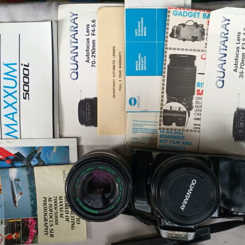 Minolta Maxxum 5000i analog 35mm camera used with 2 lenses