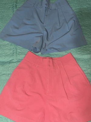 Pink Woman set of 2 high waisted shorts, pink and blue, size 36