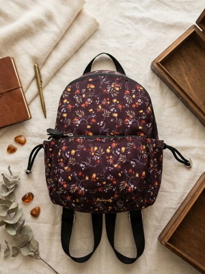 Floral Mini Backpack Parfois like new, black with colorful autumn print