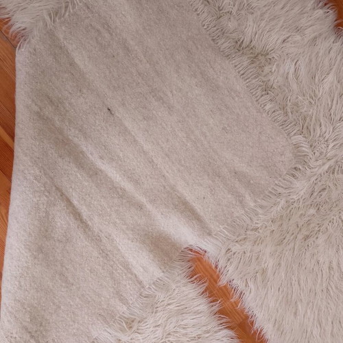 Vintage flokati rugs like new, set of 2, white, handmade