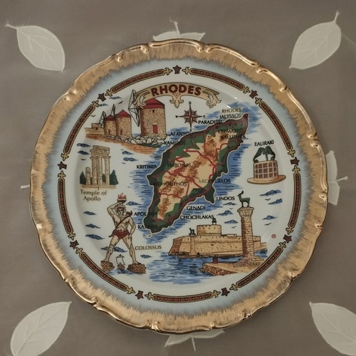 Handmade hanging ceramic decorative plate Rhodes