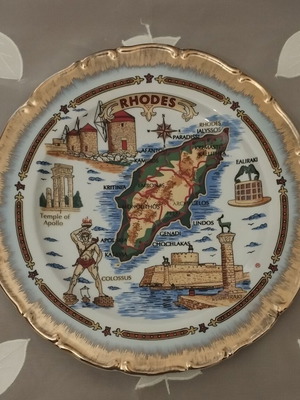 Handmade hanging ceramic decorative plate Rhodes