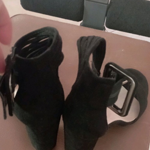 Black suede sandals size 36, heel height 10, new