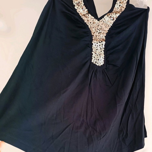 Te quiero evening blouse size 1 used, black with gold details