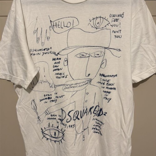 Dsquared T-shirt with embossed print, like new, white and blue