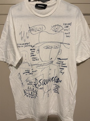 Dsquared T-shirt with embossed print, like new, white and blue