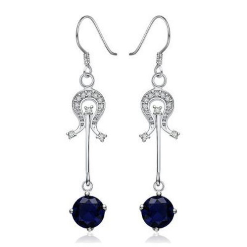 Blue Quartz Earrings new, silver plated, retro style