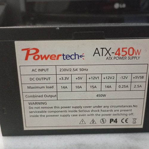Powertech 450 watt computer power supply used, tested and functional