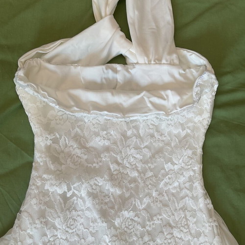 Maxi asymmetric white lace dress XS, new