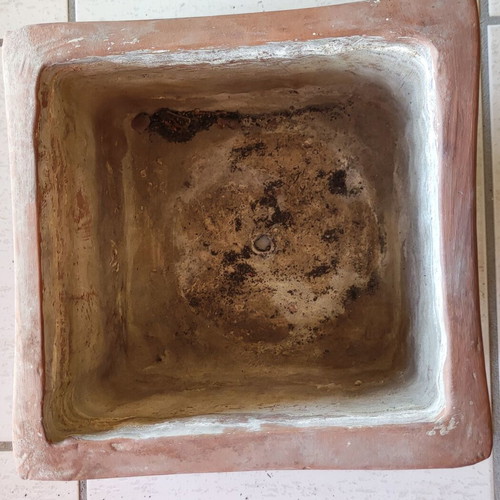 Clay square planter like new with intricate designs