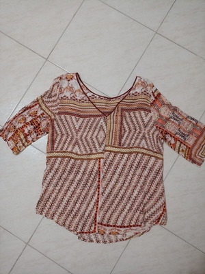 Boho blouse size M like new, beige and brown tones