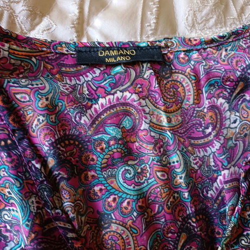 Silk Boho Maxi Dress M Dimond Milano, new, purple paisley