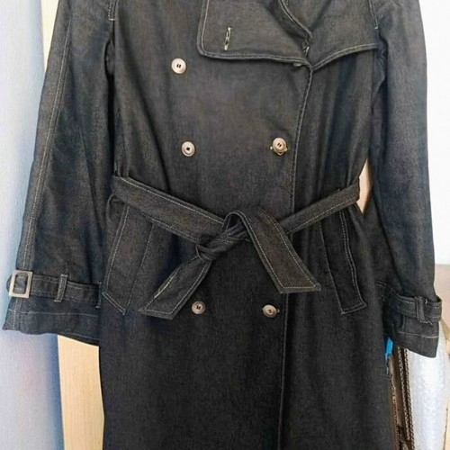 KENTE denim trench coat long, like new, size L-XL, copper-blue color