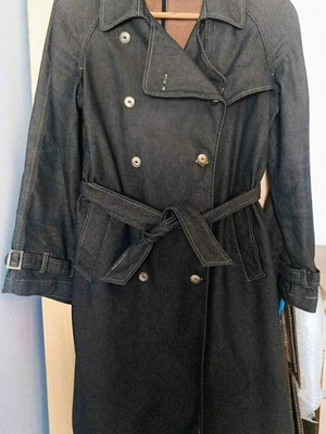 KENTE denim trench coat long, like new, size L-XL, copper-blue color