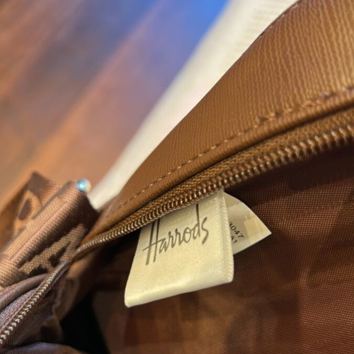 Harrods laptop bag brown vegan leather new