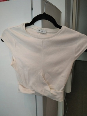 Crop top used with waist details, white, Pink Woman, size S