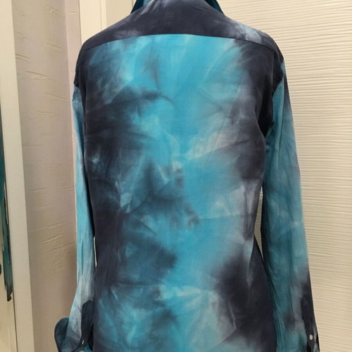 Burberry unisex tie-dye long-sleeve shirt S with vintage check details