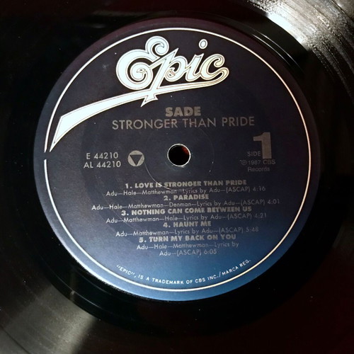 Sade Stronger Than Pride LP 1988 used, Epic US Carrollton pressing