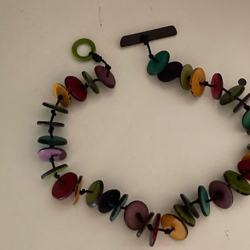 Handmade wooden necklace like new, multicolored