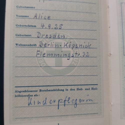 German Red Cross Membership Booklet used with photo and stamps 1959-1964