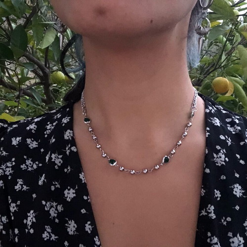 Fairy Y2k Boho Alternative Gothic Grunge Necklace new, green and silver