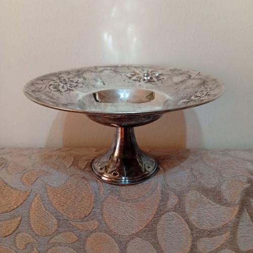 Silver-plated fruit bowl used, antique, height 11.5 cm diameter 22 cm