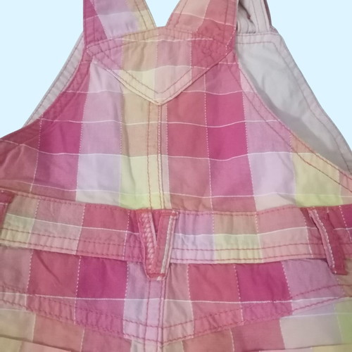 Baby summer romper pink and yellow plaid, like new