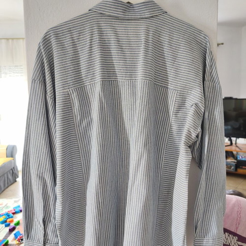 Collins Light Blue Linen-Blend Striped Shirt M Size Like New