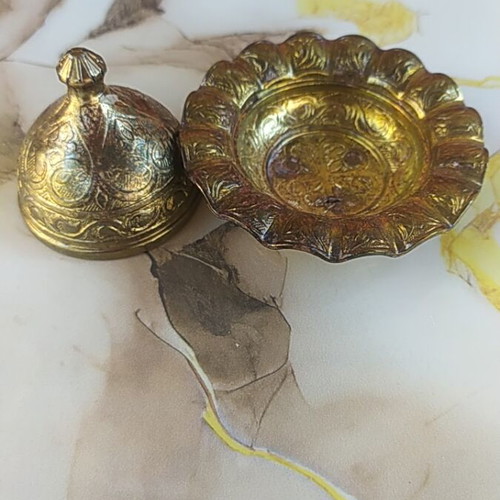 Vintage Turkish brass bowl decoration